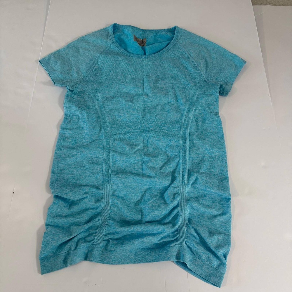 Athleta Momentum Seamless Short Sleeve Tee Blue Heather Style 438563 Small